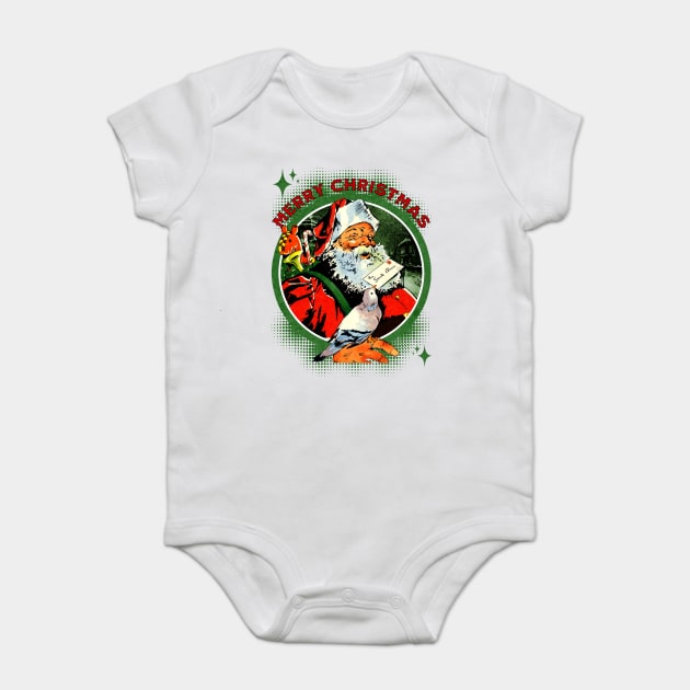 Vintage Merry Christmas Santa Tee for Pigeon Lovers Baby Bodysuit by Joaddo